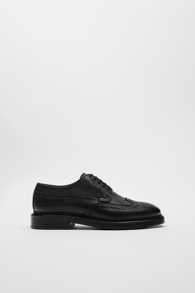 LEATHER BROGUES Black ZARA United Kingdom